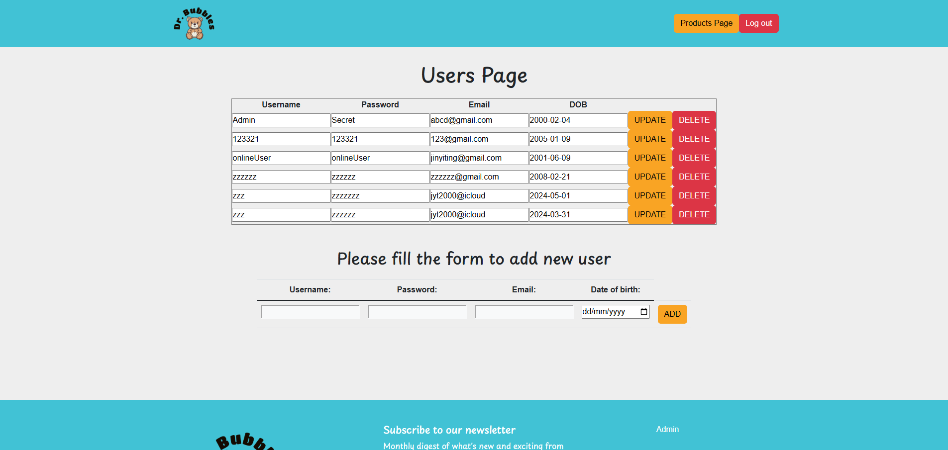 Image of add user page
