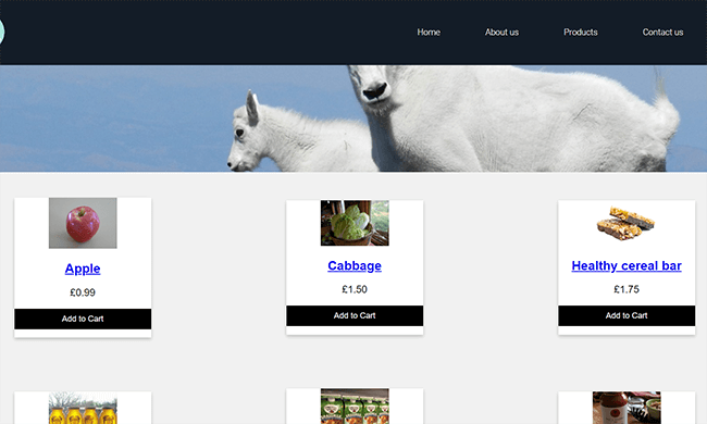 Image of products page